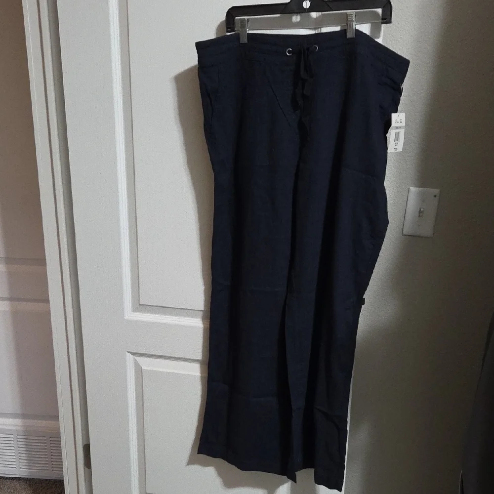 Per Se Women's Navy Wide Leg Pants Size 1X - Picture 1 of 6